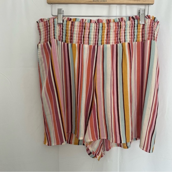 Torrid Women's Striped Poly Blend Smock Waist Beach Shorts Size 1 Multicolor NWT - Picture 5 of 7